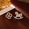 Asymmetrical Zodiac Horse Stud Earrings - High-End Fashion, Micro-Paved Diamond, Exquisite New Chinese Style Jewelry