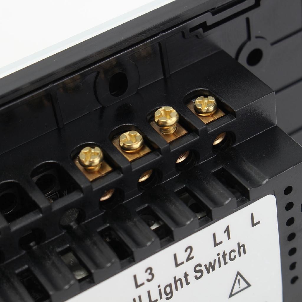 3 Gangs 3 Way ABS Panel Smart Wall Light Switch Wireless Touch Control Light Switch Black White Gold 120x70x40mm