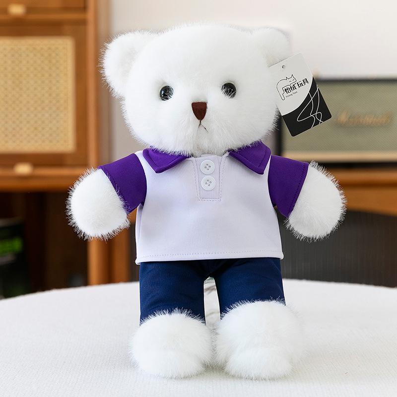 Cute Bear Plush Toy In School Uniform - Custom Logo Graduation Gift for Classmates