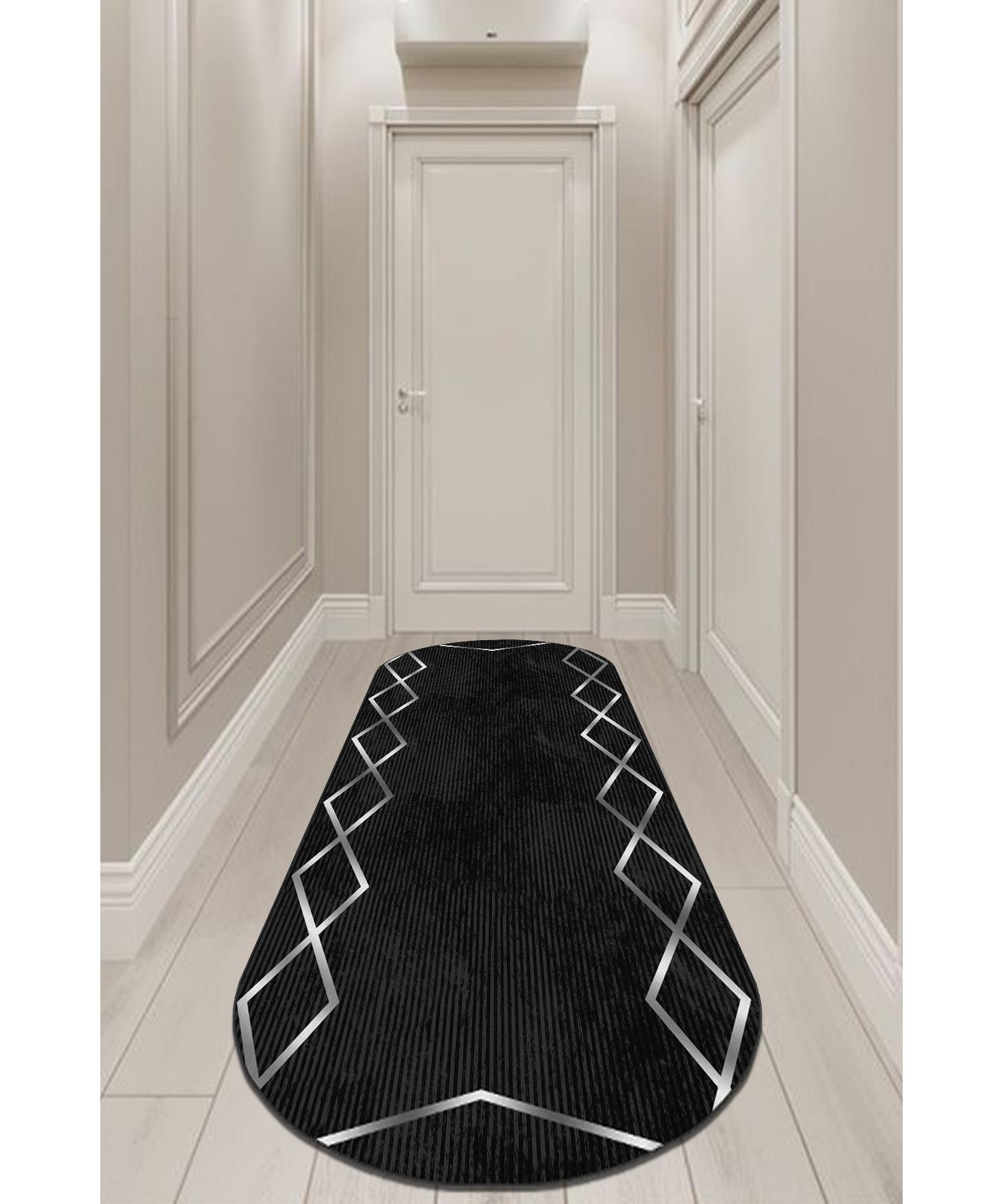 

Нескользящий базовый коврик с цифровой печатью, пригодный для машинной стирки, черный овальный коврик для гостиной, кухонный коврик и бегун-n9