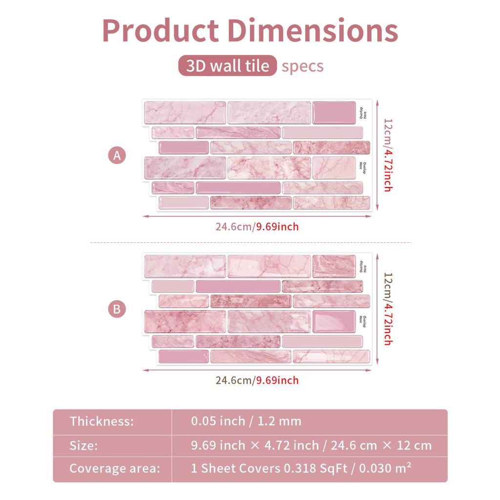 3D Glue Wall Sticker Self-adhesive Waterproof Tile Sticker Kitchen Bathroom Decoration DIY Sticker Three-dimensional Wall Sticker Flower