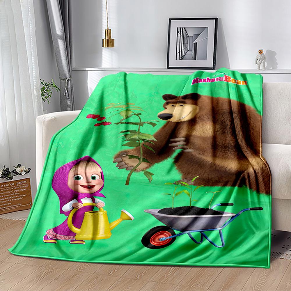 Masha Bear Blanket Warmthful Decor Great for Bedding Office Chair Office Four Seasons Universal Digital Print