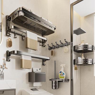 No-Punch Wall-Mounted Foldable Bathroom Towel Rack