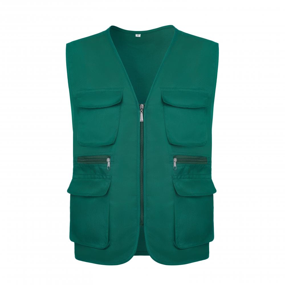 Customized Logo Polyester Fabric Vest Breathable Outdoor Casual Fishing Work Volunteer Safety Utility Multi Pocket OutWear OEM