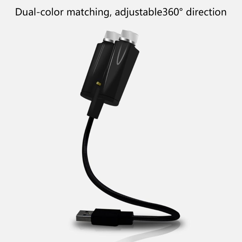 Automotive Roof Interior Atmosphere Light Adjustable Starry Projection USB Powered PVC Material Easy USB Plug Operation