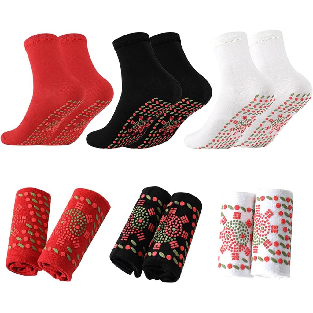 Self Heating Socks 6 Pairs Unisex Cotton Thermal Washable Wormwood Heated Socks Free Size for Winter Autumn