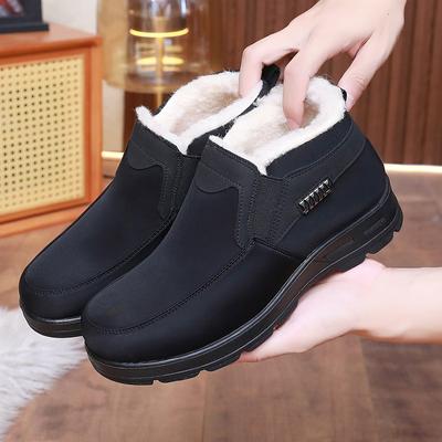 Men's Casual Winter Warm Snow Boots Faux Fur Lining Short Booties Shoes Anti-Slip Walking Loafers Shoes for Men Comfortable Outdoor Work Sneakers