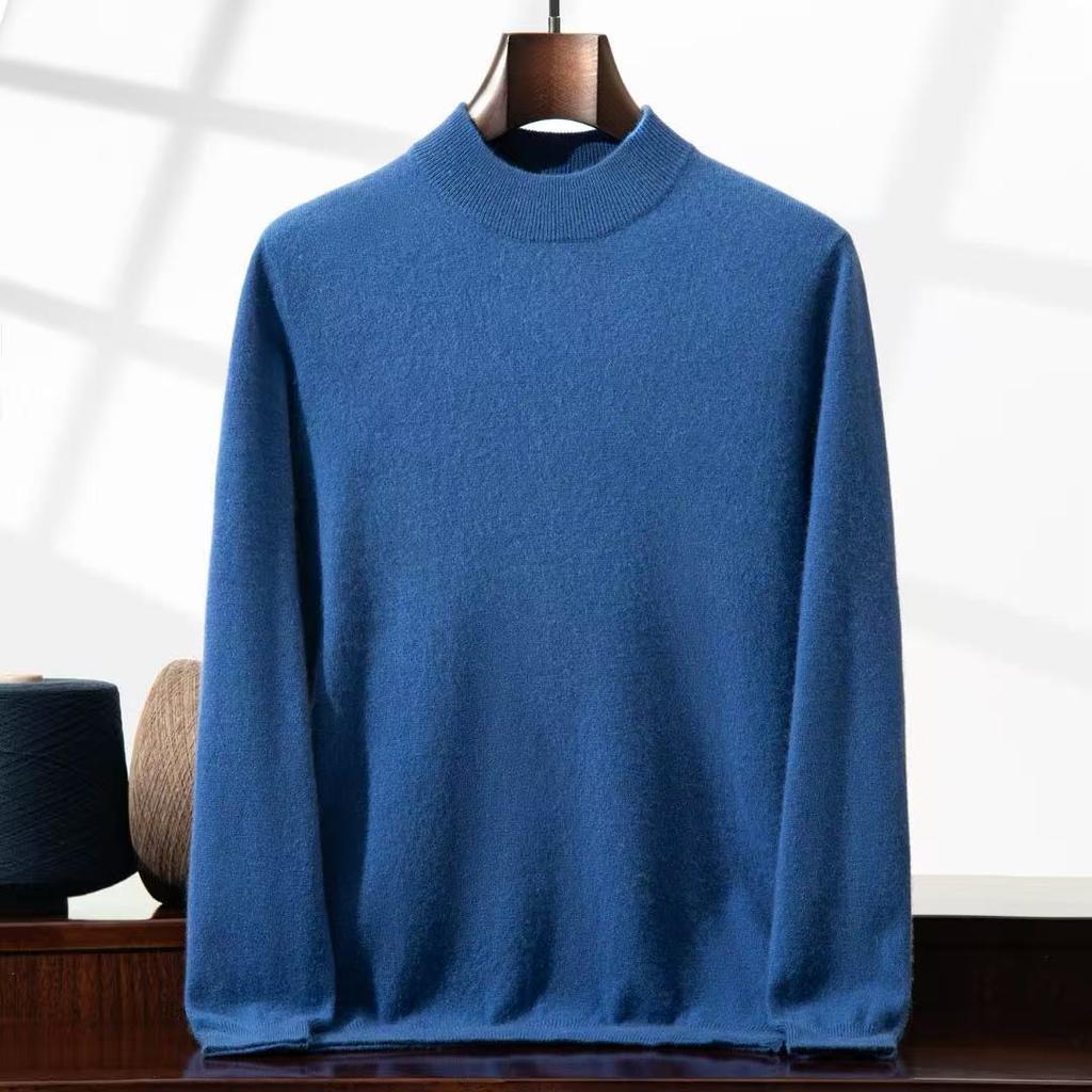 New thickened cashmere sweater semi-turtleneck sweater with cashmere bottoming knitted sweater