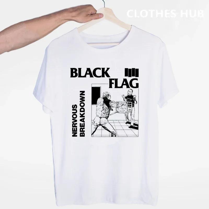 Black Flag T-shirt Summer O-Neck Short Sleeve Punk Rock Band Henry Rollins Large Bars Tshirt