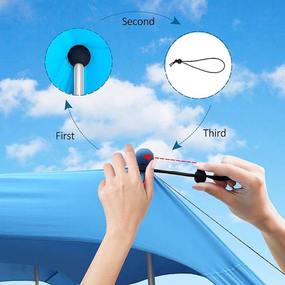 UPF50+ Beach Tent Sunshade 6.5x6.8ft Portable Pop-up Canopy with Windproof Ropes Storage Bag for Family Fishing Backyard Picnic