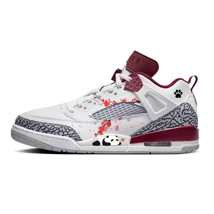 Jordan Spizike Red Plum And Wax Plum, Panda Lying On Its Stomach Abrasion Resistant Slip Resistant Low top FQ1759-106(Team56-)
