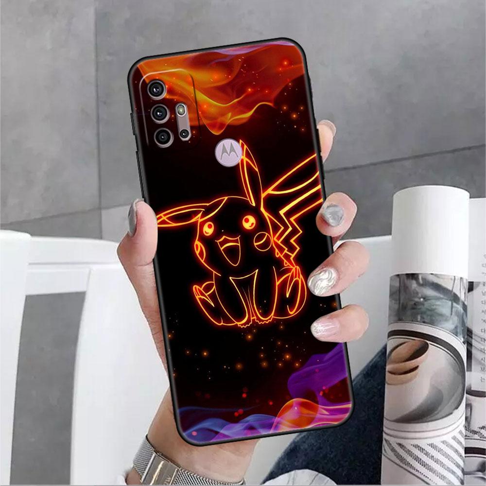 Coque Anime Pokemon Japon pour Motorola G30 G60 G22 G9 Play G82 G52 G8 G9 G50 One Fusion Edge 20 Noir Soft Phone Capas Silicone