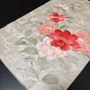 Used H-703 Nagoya Obi Made In Nagoya, Pure Silk, 9 Inches, Hand Embroidered, Hand-painted Flower Pattern, Signature Included