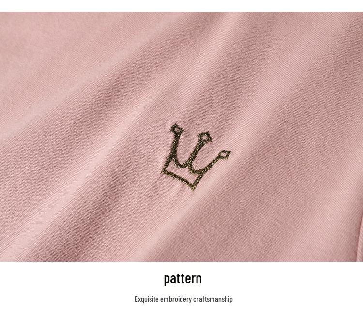 2022 Women's Spring Loose Round Neck Embroidered Crown Long Sleeve T-shirt