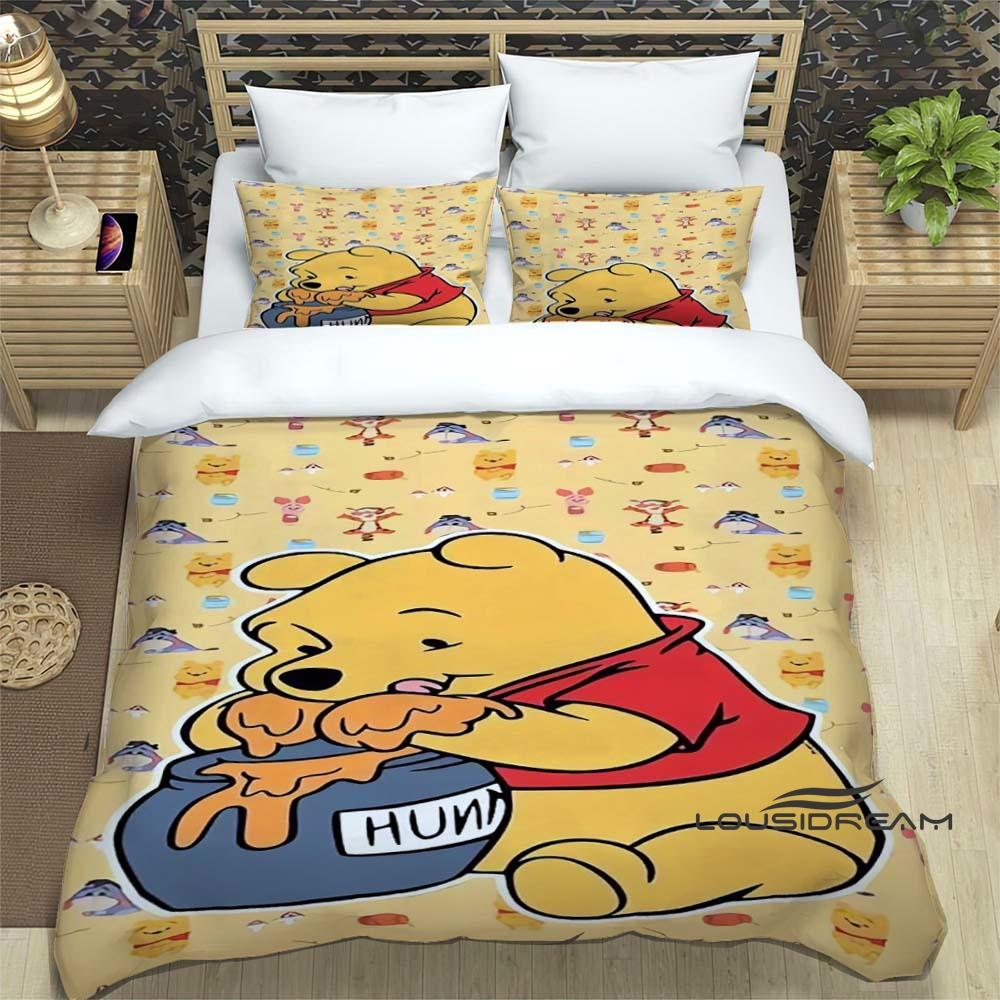 Pooh Bear Cartoon-themed Bedding Sets, Including Single, Double, King, and Queen-size Beds, Bedding Sets, and Adult Bedroom Duve