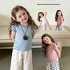 Girls' Cute Korean Style T-shirt & Straight Leg Pants Set - Summer 2026