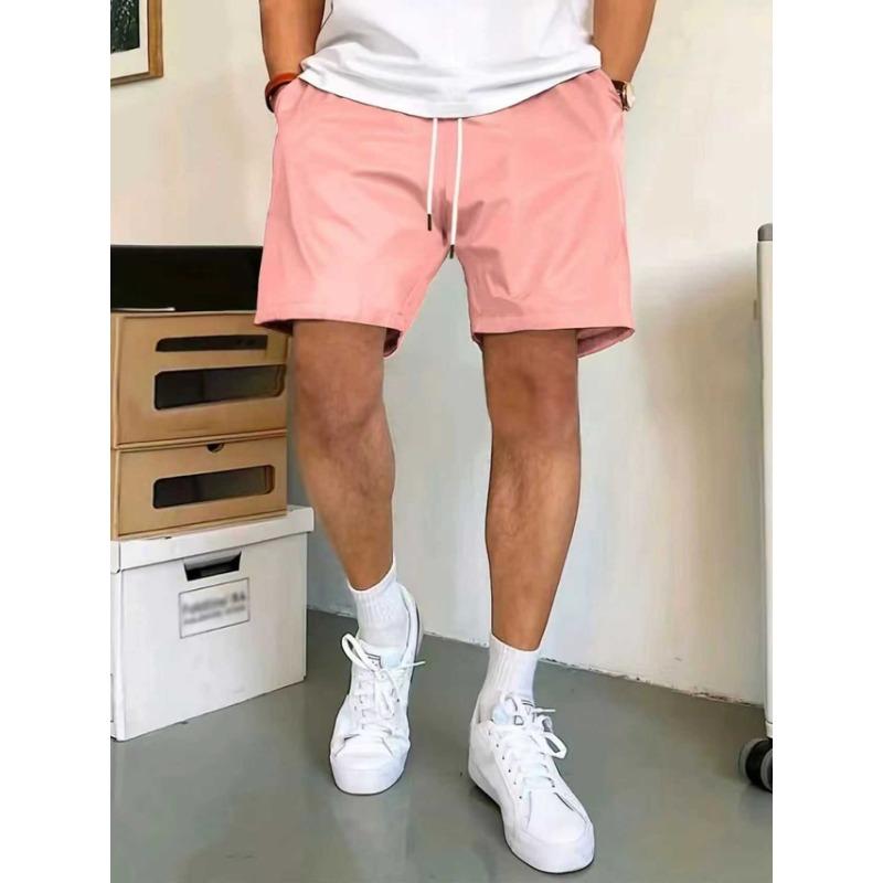 Men's Summer Solid White Casual Shorts Drawstring Waist Lightweight Beach Shorts