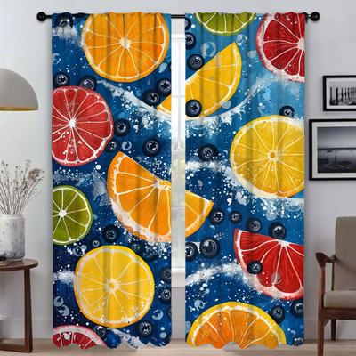 Bunte Frucht Anti-Moskito Vorhänge für Wohnzimmer Verdunkelungsvorhang für Zimmer 2 Paneele Halloween Dekoration Raumteiler Jalousien
