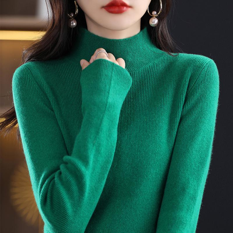 Siping Stitch Women's Half-High Collar Sweater: Autumn/Winter Slimming Knitwear