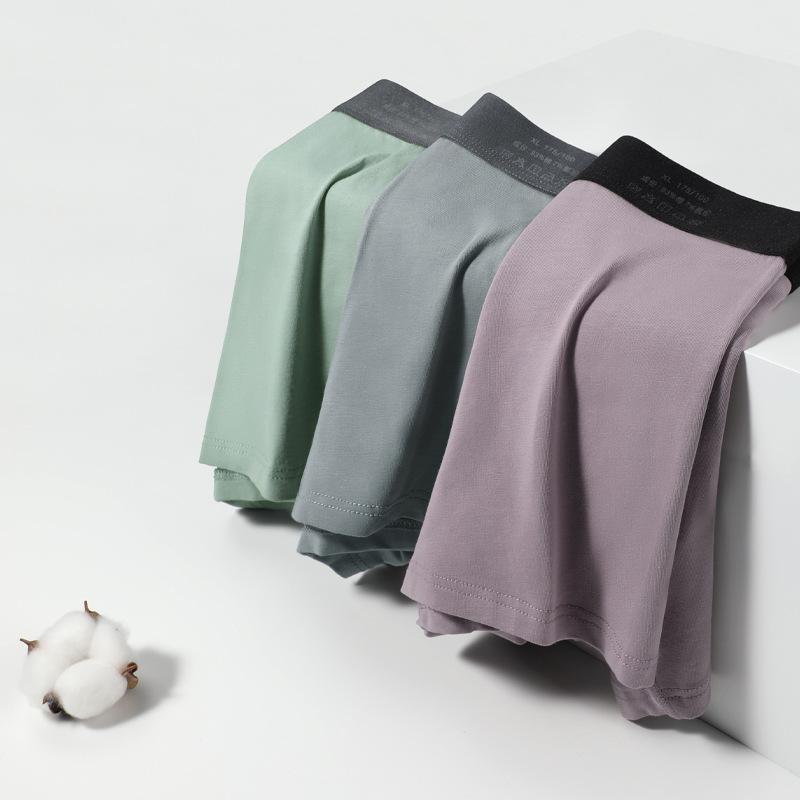 Men's Cotton Underwear Solid Color Breathable Four Corner Pants Mid Waist Men's Flat Corner Pants