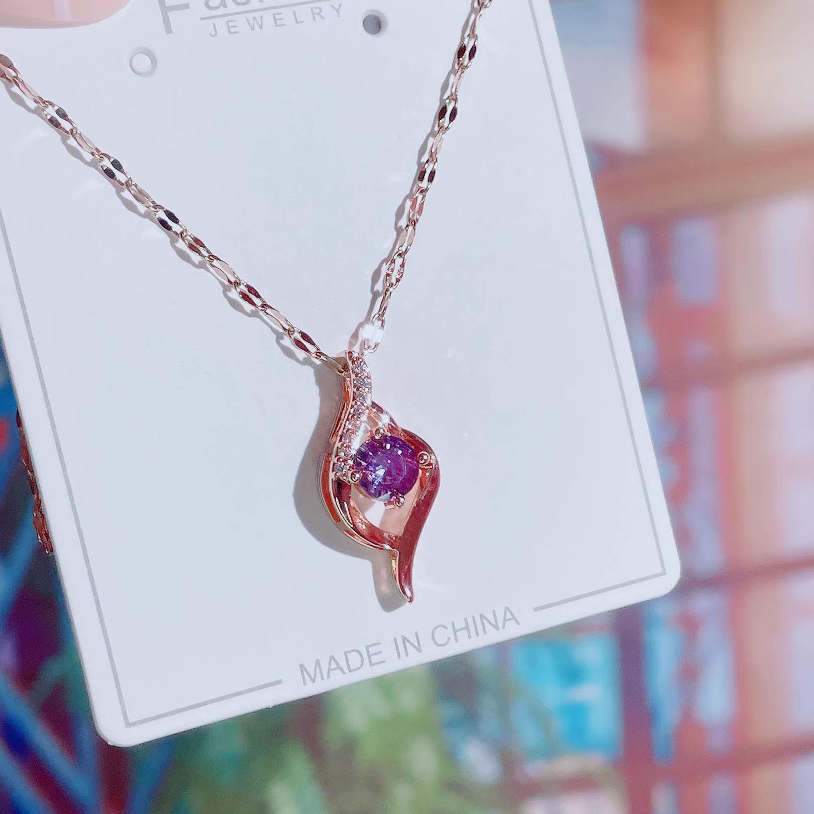 

Copper-Plated Gold Heart & Arrow Amethyst Necklace - Luxury Style Accessory