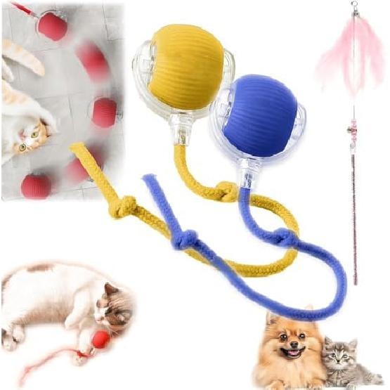 New Interactive Cat Toy,Ulvra Ball Toys for Cat (Red+Blue)
