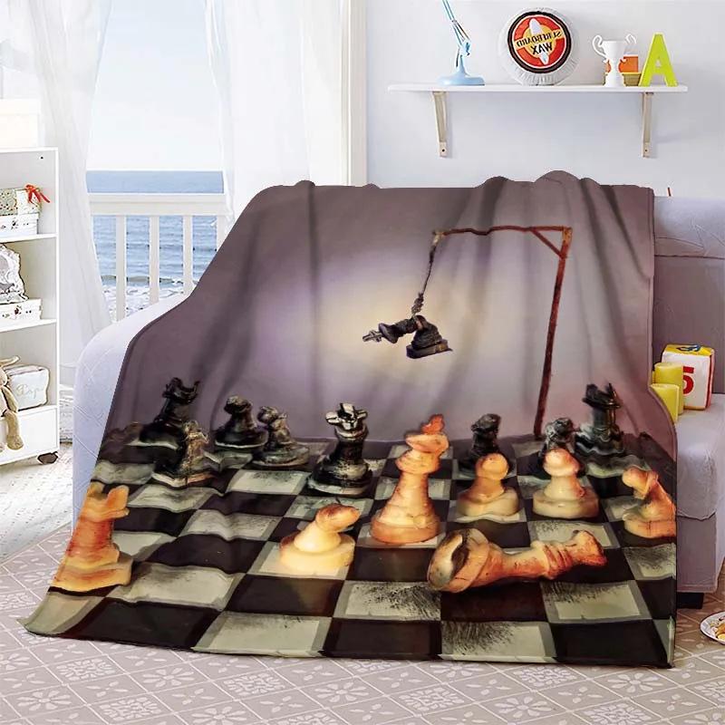 Chess Printed Flannel Blanket Chess Lovers Gift Blanket Blanket