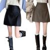 Chic Women's High-Waist A-line Leather Midi Skirt - Slimming & Versatile Spring Wear