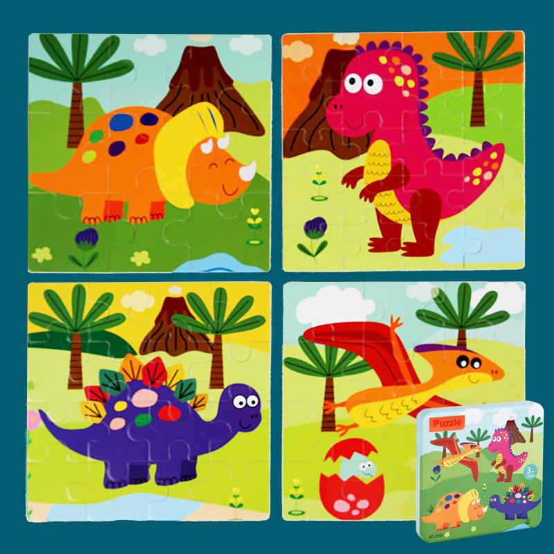 Cross-Border Wooden Puzzle Tin Box: Advanced Four-in-One Educational Toy for Kindergarten