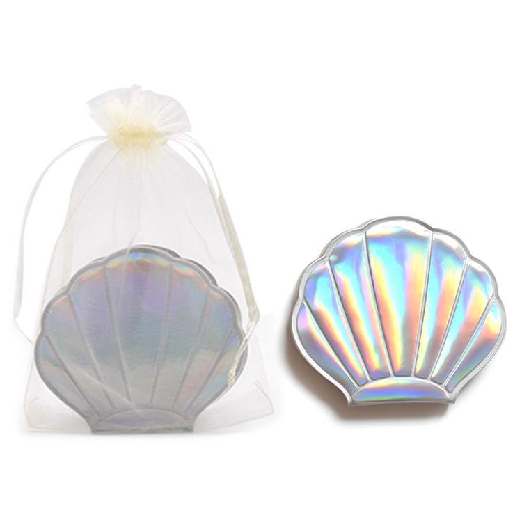 

Маленькое зеркало в стиле Ins, красивая складная ракушка, маленькое зеркало, портативное мини-портативное двустороннее зеркало для макияжа серебряный