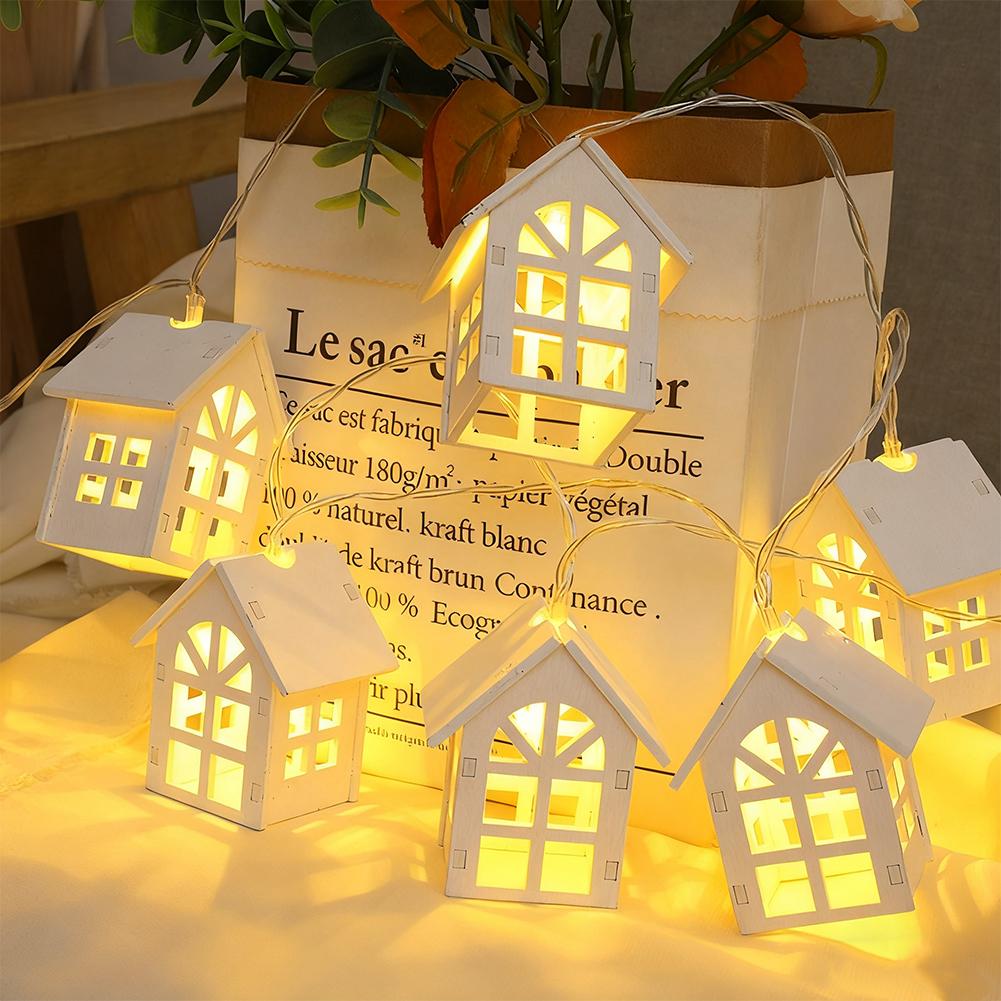 1.5/2/3m LED Christmas Decoration Wood House String Light Santa Claus Christmas Trees Battery USB String Lighting for Home Decor