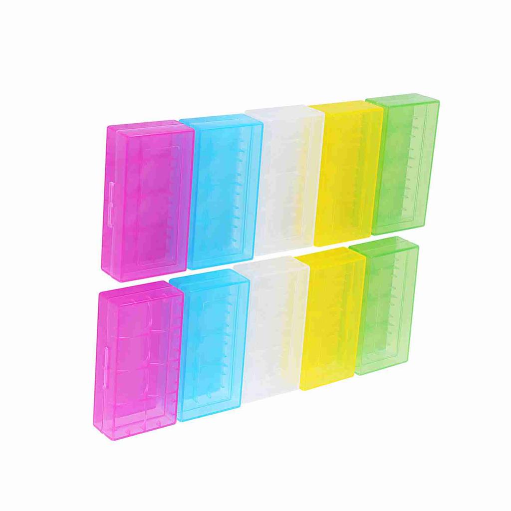5 Colors Multifunctional Transparent Plastic Holder Storage Box For 18650 18350 Battery 10 Pcs
