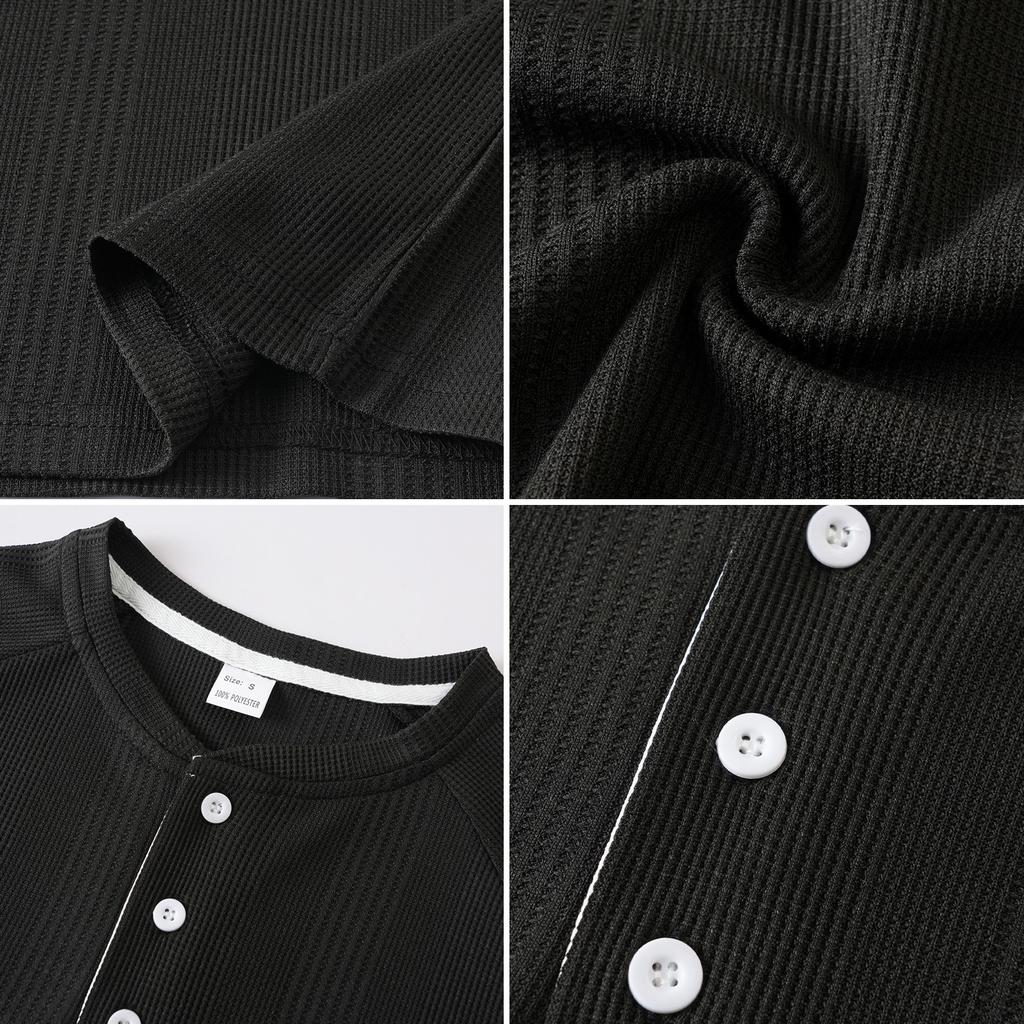 Men's Casual Lightweight Raglan Sleeve Henley Shirt Soft Breathable Fabric Short Sleeve Summer Top Comfortable Fit