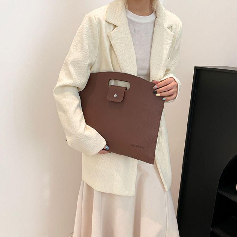 Large Capacity Computer Bag Solid Color File Bag Simple Office Document Tote Bag Outdoor