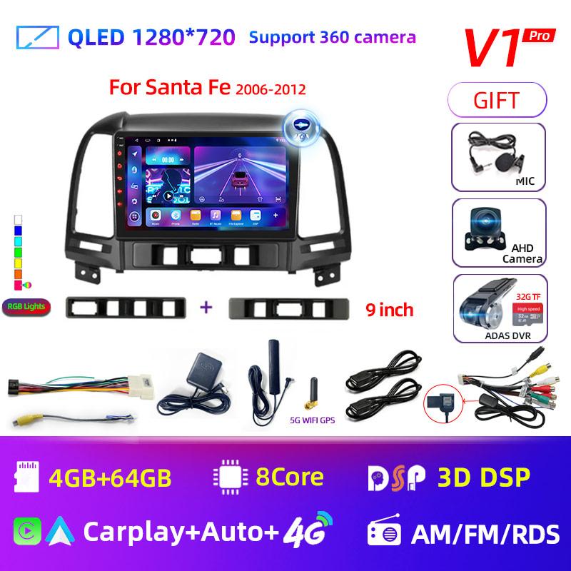 8Core Android 12 DSP Car Radio Multimidia Video Player Navigation GPS For Hyundai Santa Fe 2 2006-2012 2din Head Unit Carplay