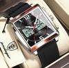 POEDAGAR Square Electronic Man Clock LED Alarm Chronograph Quartz Sport Men Watch Week Date Fashion Military Men's Watches Reloj
