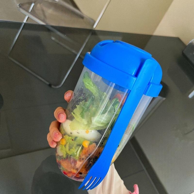 

Portable Transparent Salad Cup Weight Loss Healthy Slimming Low Fat Cup Food Grade Mason Cups With Lids Outdoor Accessories синій