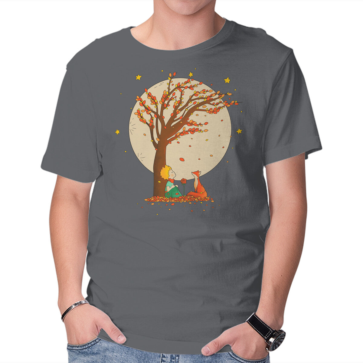 Unisex Crew Neck T-Shirt The Prince Of Autumn Graphic Short Sleeve Casual Tee L