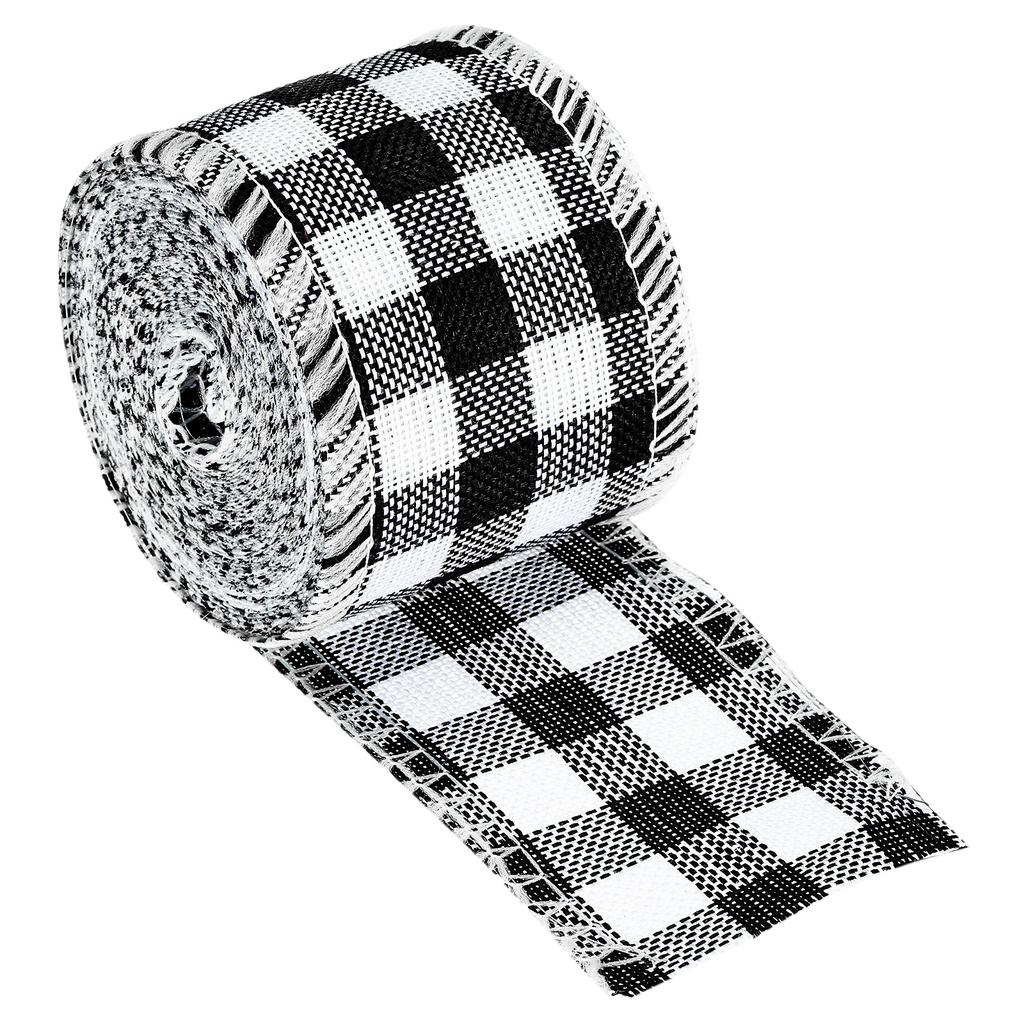 Polyester Gingham Ribbon Wired Edge Ribbon for Christmas Decoration Wrapping 2 Inch Wide 6.56 Yards