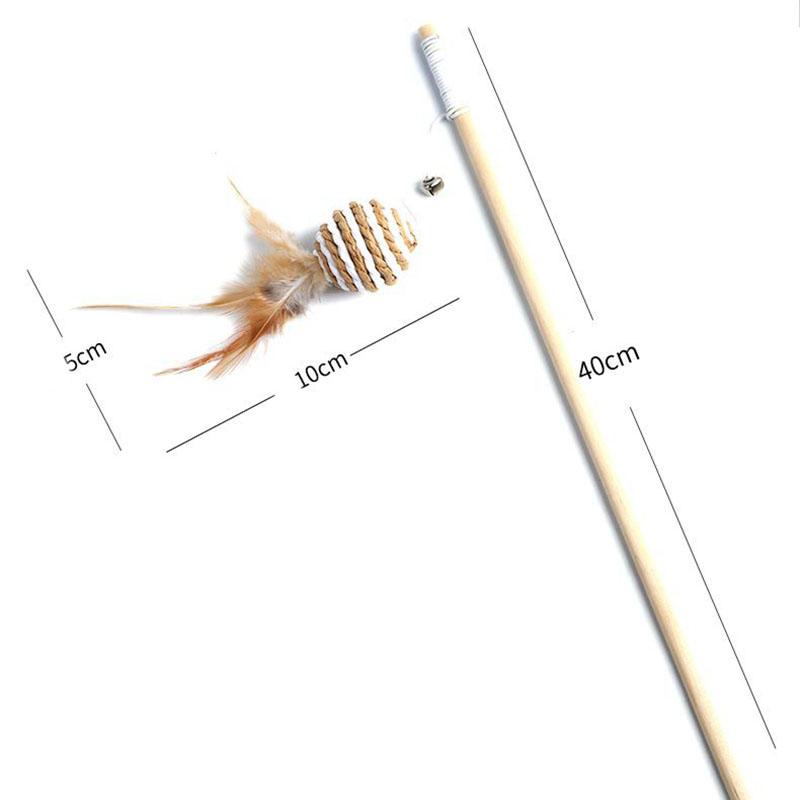 Cat Toys Feather Toys Kitten Funny Colorful Rod Cat Wand Toys Wood Pet Cat Toys Interactive Stick Pet Cat Supplies