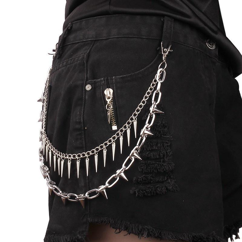 Hip-hop Punk Metal Rivet Pants Chain for Women Men Trend Decoration Multi-layer Jeans Accessories