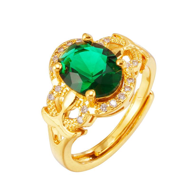 18K Gold Plated Imitation Tourmaline Zircon Open Ladies Ring
