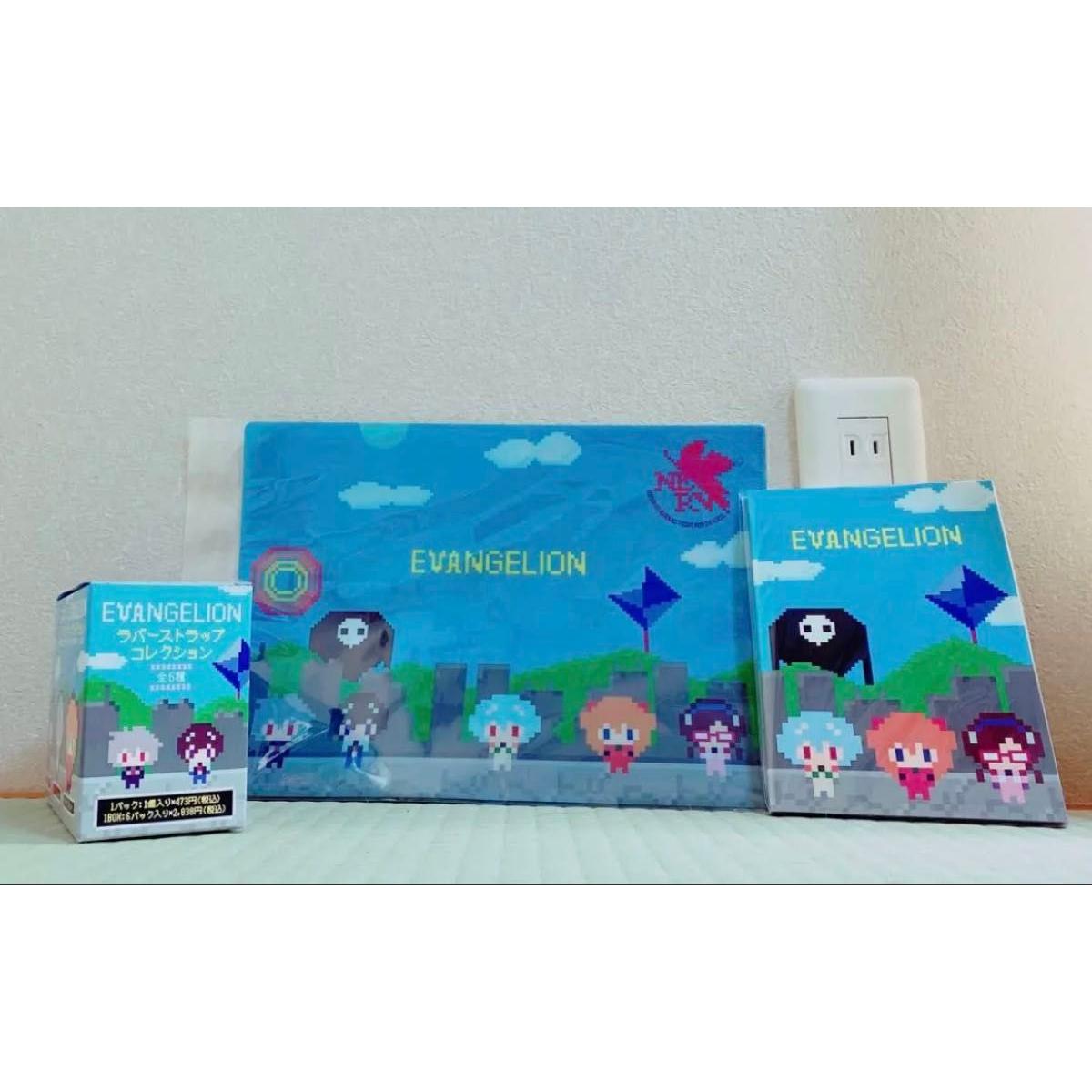 Used Evangelion Pixel Art Rubber Strap Collection Clear File Mini Note Set