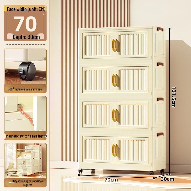 70-90cm No-Install Folding Storage Cabinet for Home, Living Room, Bedroom, Multi-layer Wardrobe, Sundries Organizer.