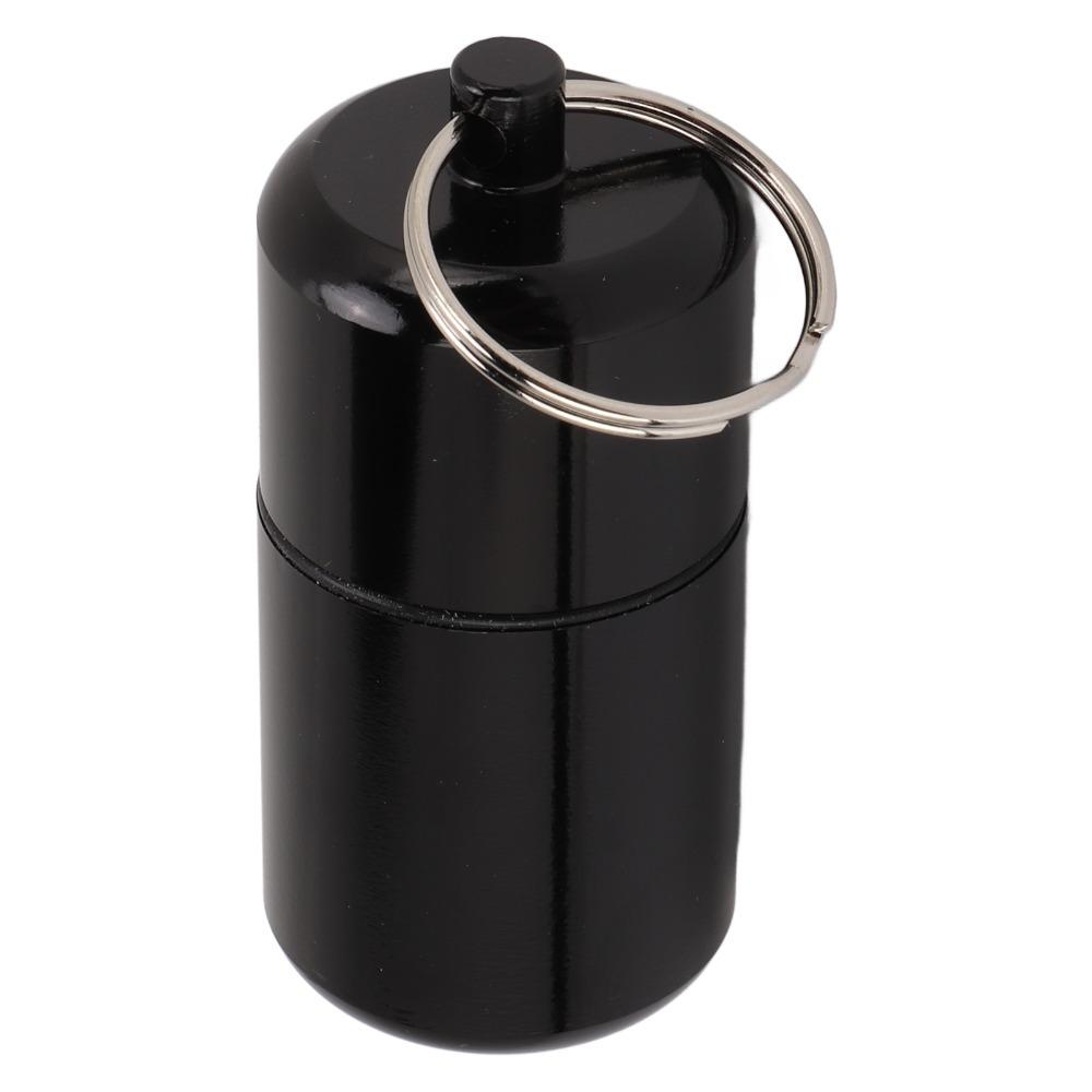 2Pcs Waterproof Keychain Tablet Storage Box Aluminum Alloy Mini Medicine Bottle Outdoor Use чёрный