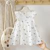 Baby Mädchen buntes Blumenmuster Kleid ärmellos Rüschenkragen Kleinkind Sommer lässig A-Linie Baumwollkleid für Kinder Kleidung