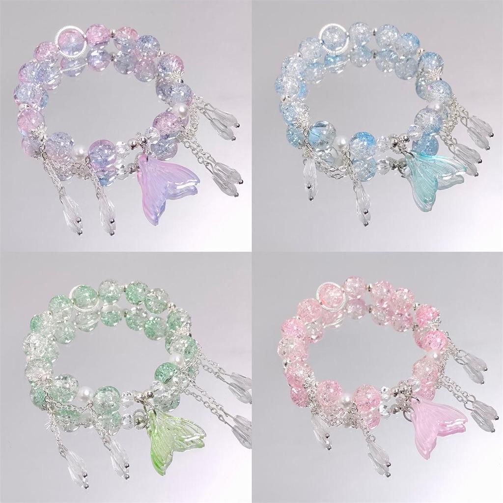 Mori Style Mermaid Crystal Bracelet - Sweet, Versatile Design for Women, Students, and Best Friends.