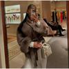 VAYLA Chic Lapel Plush Coat With Belt Women Vintage Solid Faux Fur Sleeve Tweed Open Coats Female Autumn Casual Street Outwear