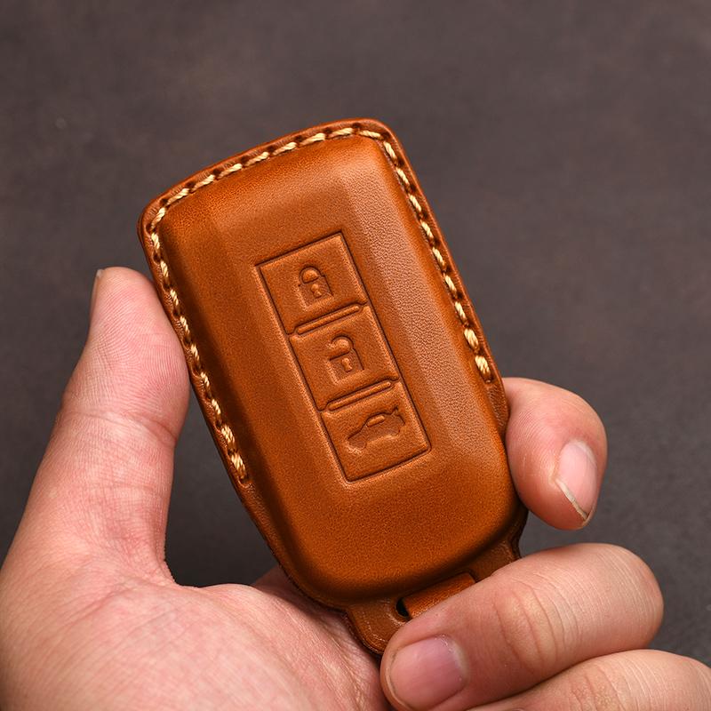 Genuine Leather Protector for Mitsubishi Lancer 10 Outlander Ex Asx Rvr Eclipse Cross Pajero Sport L200 Key Case Cover Fob