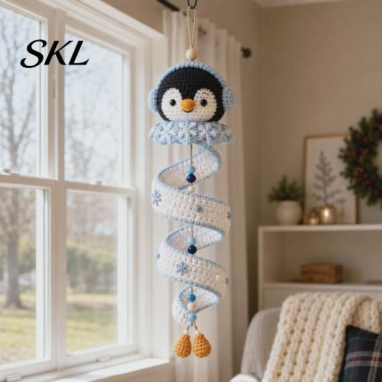 DIY Heimwandbehang Handwerk Häkelset, Geist/Pinguin/Hirsch/Lebkuchenmann/Kürbis Form, Spiral Halloween Ornament Basteln für Dekor Set Erwachsene